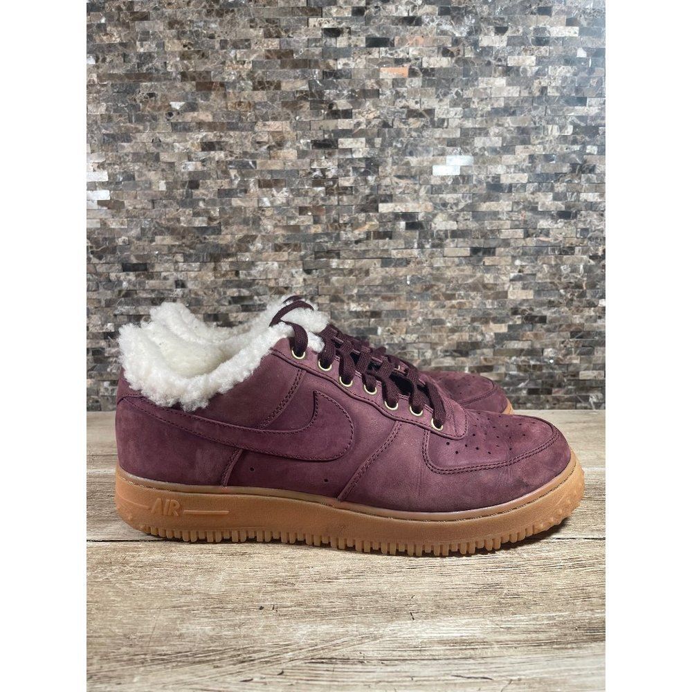 Nike Air Force 1 PRM Winter Maroon and Gum Shoes mens Size 11.5 AV2874-600